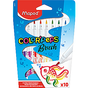MAPED ColorPeps Long Life Brush Markers 10 Colors