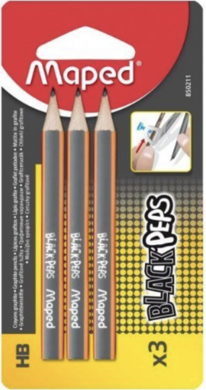 MAPED BLACK PEPS black graphite pencils, 3pcs (for compass)