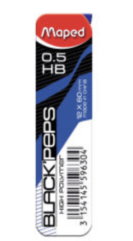 MAPED HB 0.5mm Mechanical Pencil Leads 12 pieces