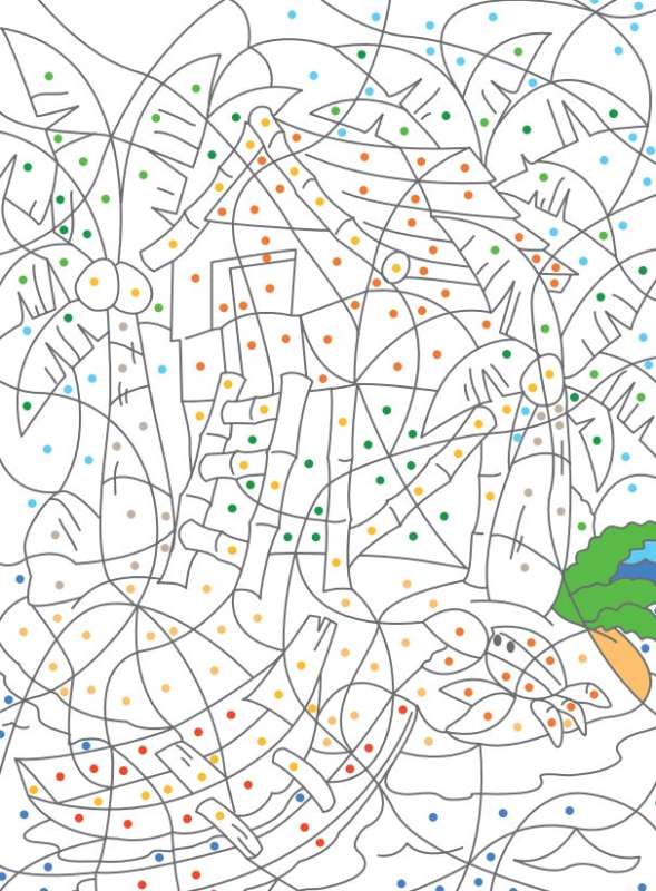 Bring to life magical pictures by colors, numbers, and symbols of summer