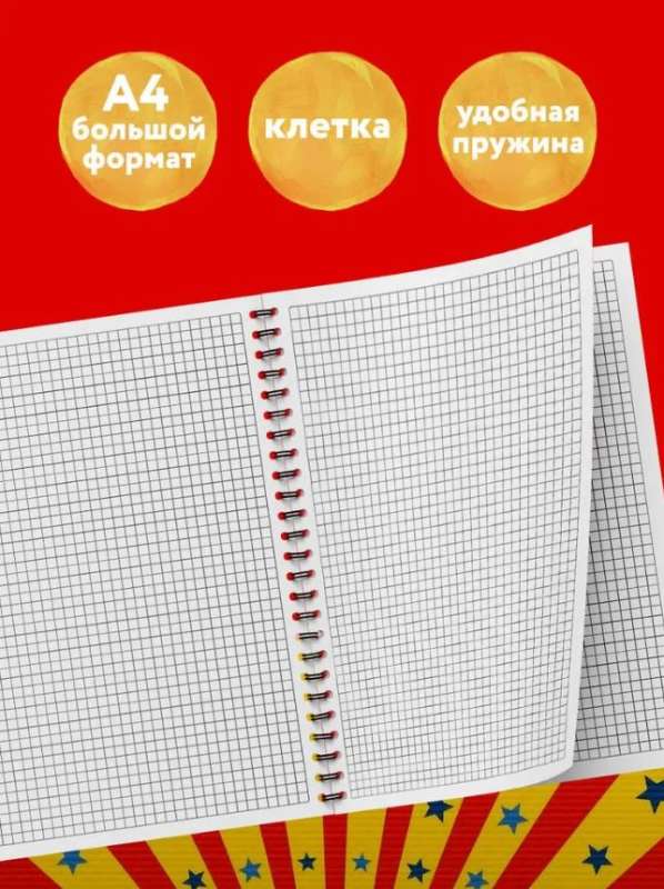 A4 Notebook 48 sheets with grid on spiral. Circus