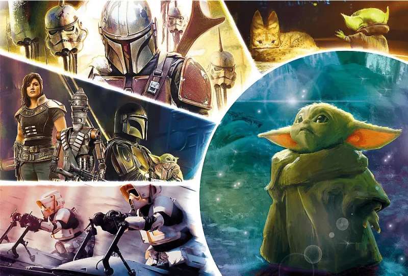 Puzzle 100 Trefl: Gwiezdne wojny Mandalorianin. Mały Yoda
