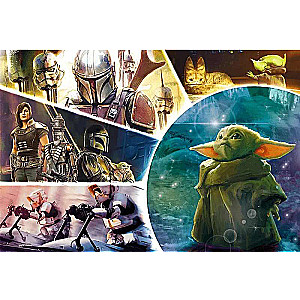 Puzzle 100 Trefl: Gwiezdne wojny Mandalorianin. Mały Yoda