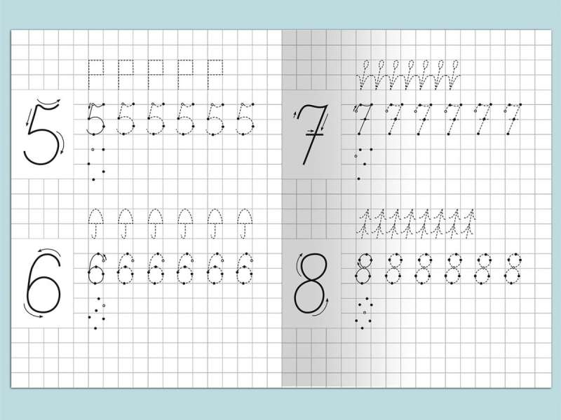For kindergarten. Worksheets with reference points. Trainer