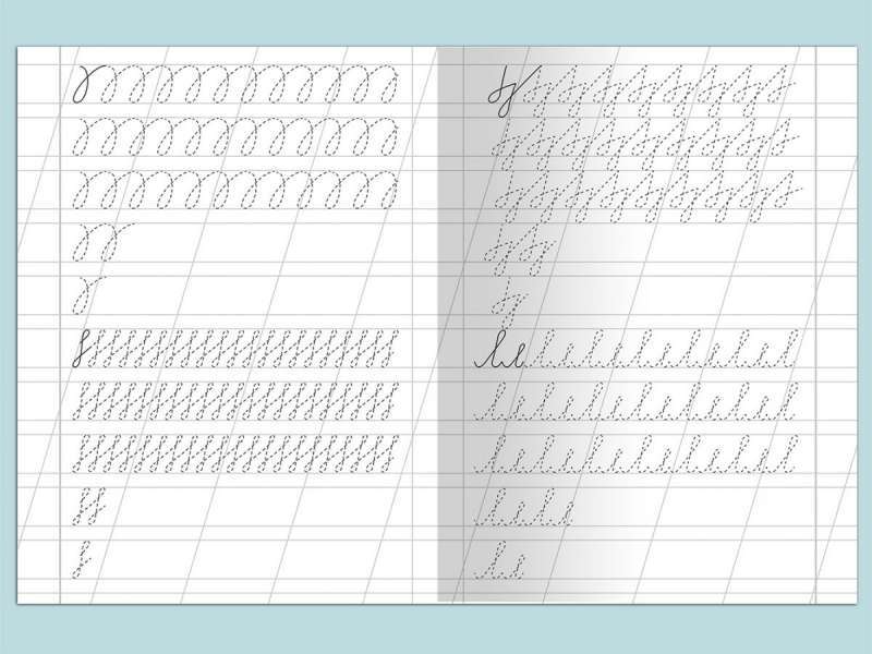 For Kindergarten. Workbook with Copying Exercises. Writing with a Slant