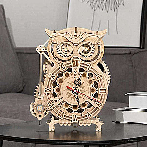 Drewniana 3D układanka ROBOTIME - Zegar Sowy