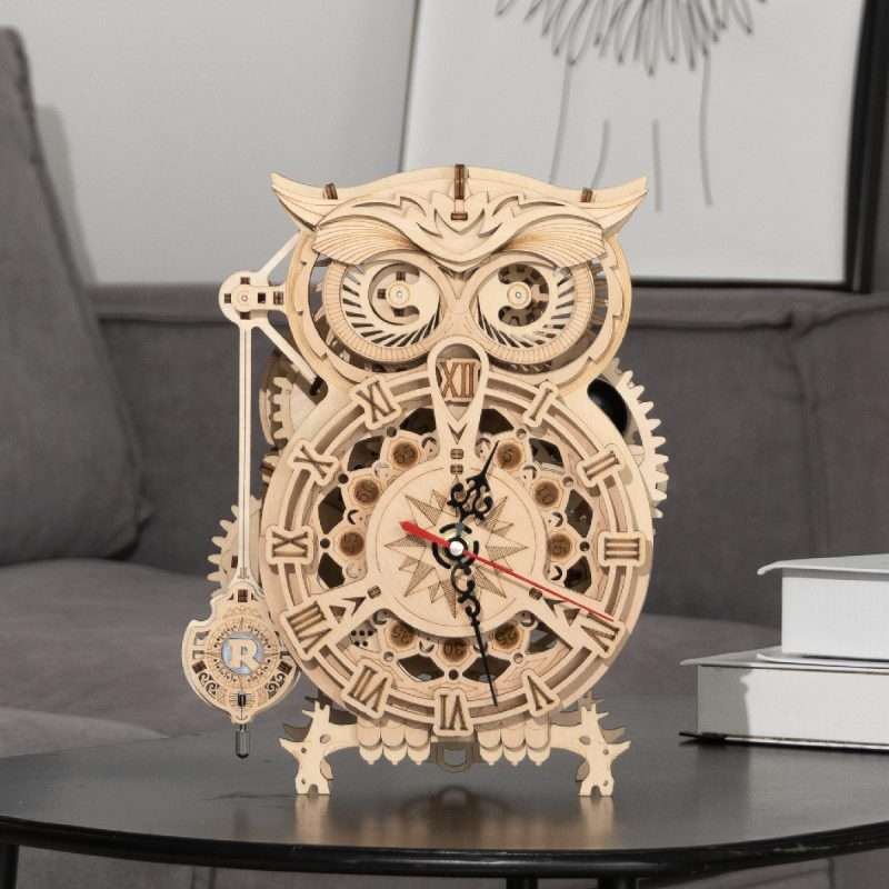 Drewniana 3D układanka ROBOTIME - Zegar Sowy