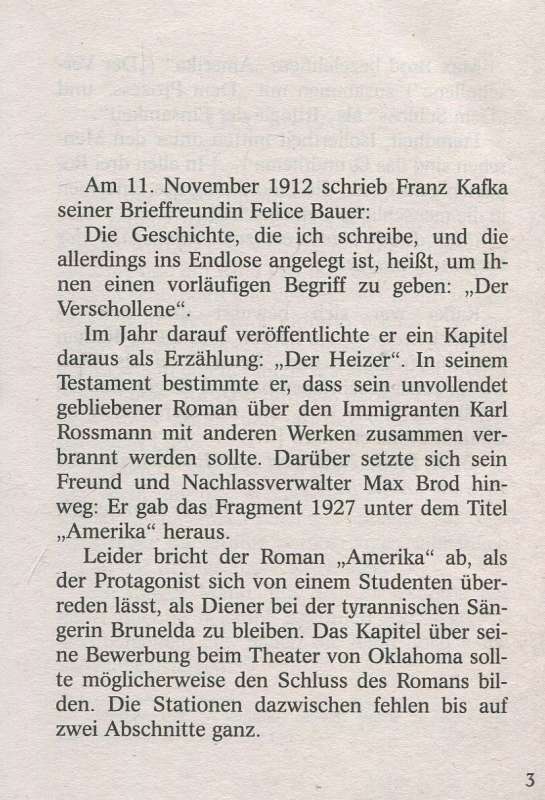 Franz Kafka. Amerika. America: a reading book in German