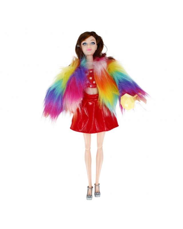 Doll Shyam with a Multicolored Fur Coat