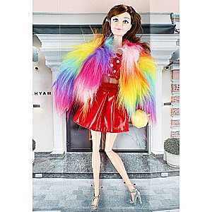 Doll Shyam with a Multicolored Fur Coat