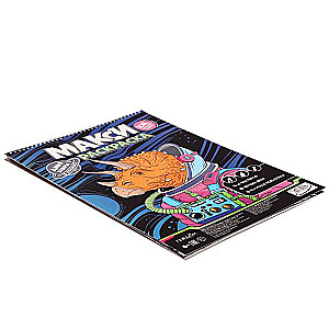 MAXI coloring book on a black background - Dinosaurs in space