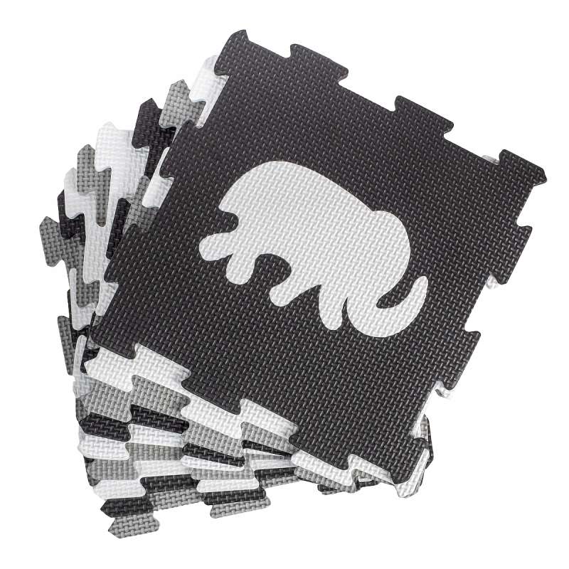 Modular Puzzle Mat - Animals, Grey