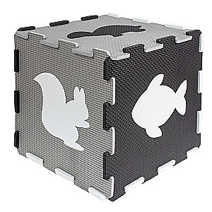Modular Puzzle Mat - Animals, Grey