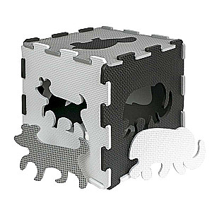 Modular Puzzle Mat - Animals, Grey