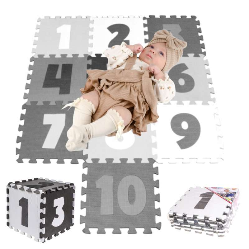 Modular Puzzle Mat - Numbers, Gray