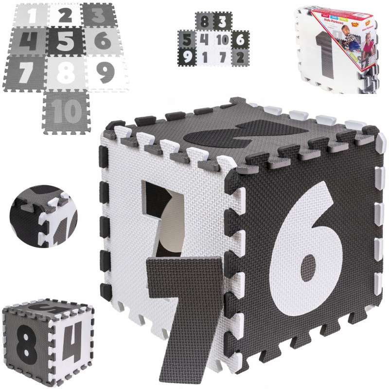 Modular Puzzle Mat - Numbers, Gray