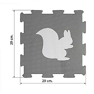 Modular Puzzle Mat - Animals, Grey
