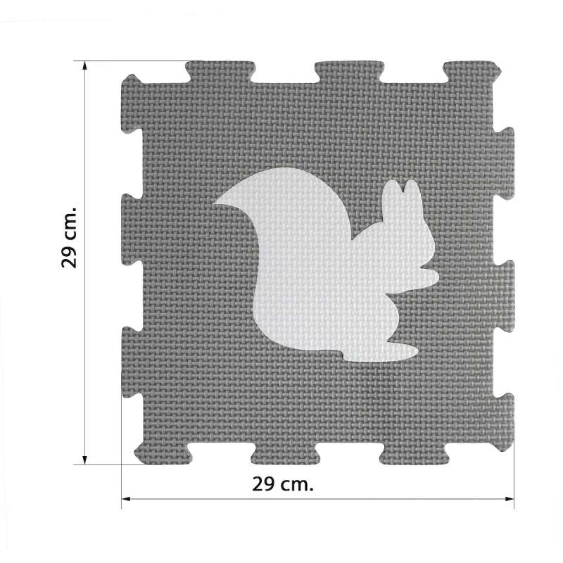 Modular Puzzle Mat - Animals, Grey