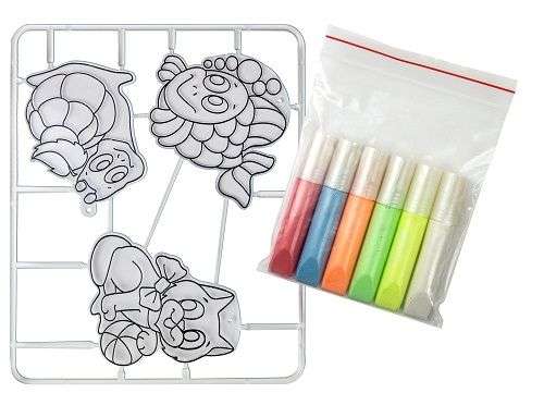 Stained Glass Paint Set with Stencil - Stained Glass Ornaments. Let's Play with Cartoons!