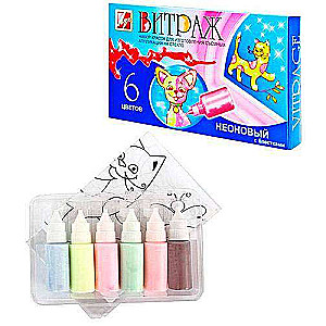 Glass Paints with Glitter - Stained Glass, 6 Colors
