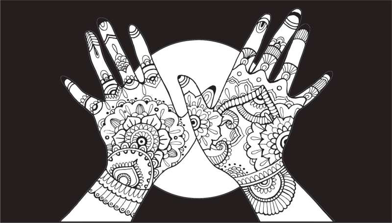Warm East. Coloring on a Black Background