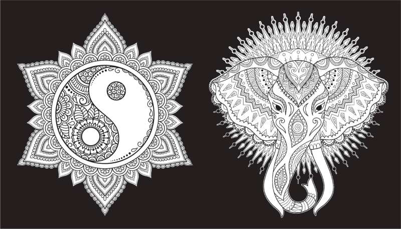 Warm East. Coloring on a Black Background