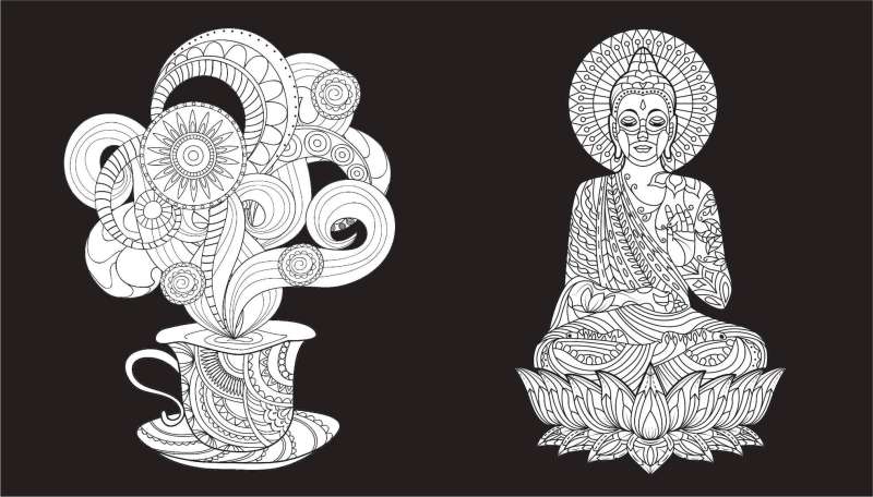 Warm East. Coloring on a Black Background