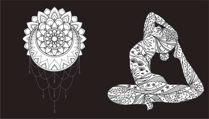 Warm East. Coloring on a Black Background