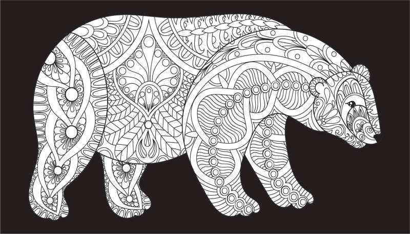 Shades of Nature. Coloring Book on Black Background