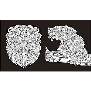 Shades of Nature. Coloring Book on Black Background