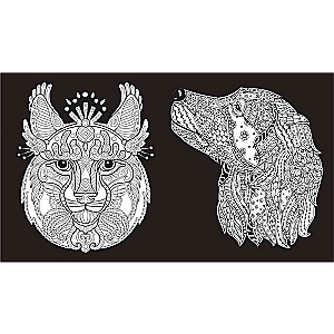 Shades of Nature. Coloring Book on Black Background