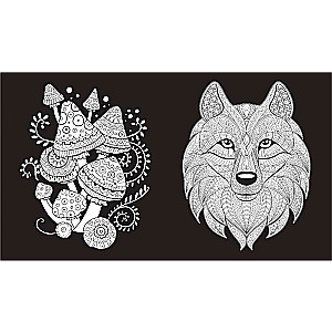 Dark Forest. Coloring on a Black Background