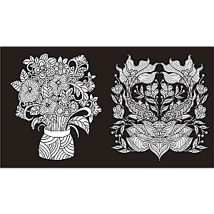 Charming Flowers. Coloring on a Black Background