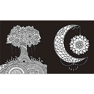 Charming Flowers. Coloring on a Black Background