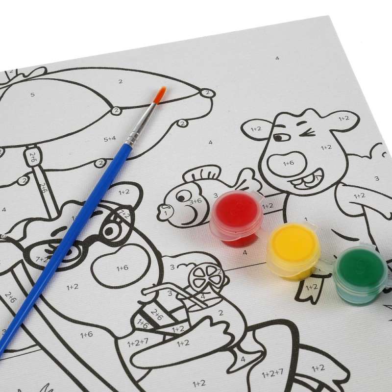 Painting Kit. Orange Cow - Canvas Painting by Numbers