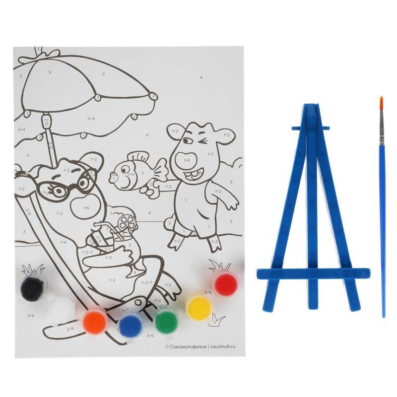 Painting Kit. Orange Cow - Canvas Painting by Numbers