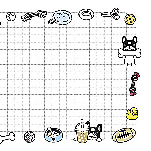 Notebook with French Bulldogs, Blue