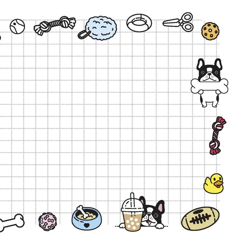 Notebook with French Bulldogs, Blue