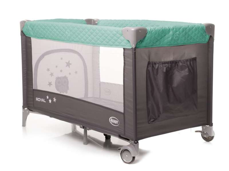 4BABY ROYAL Travel Crib with Opening Side - Green