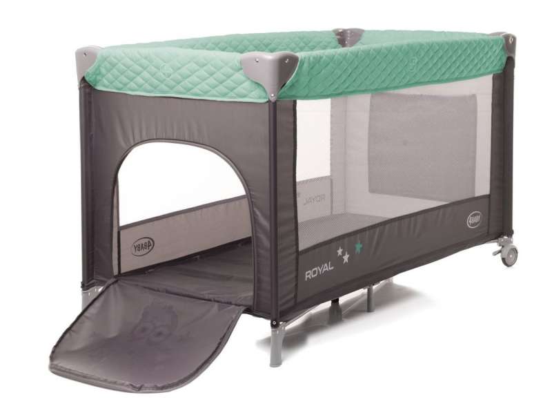 4BABY ROYAL Travel Crib with Opening Side - Green