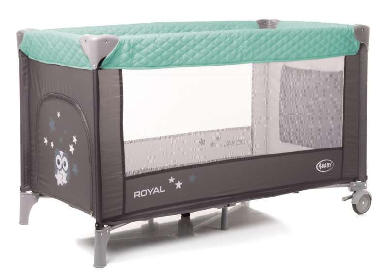 4BABY ROYAL Travel Crib with Opening Side - Green