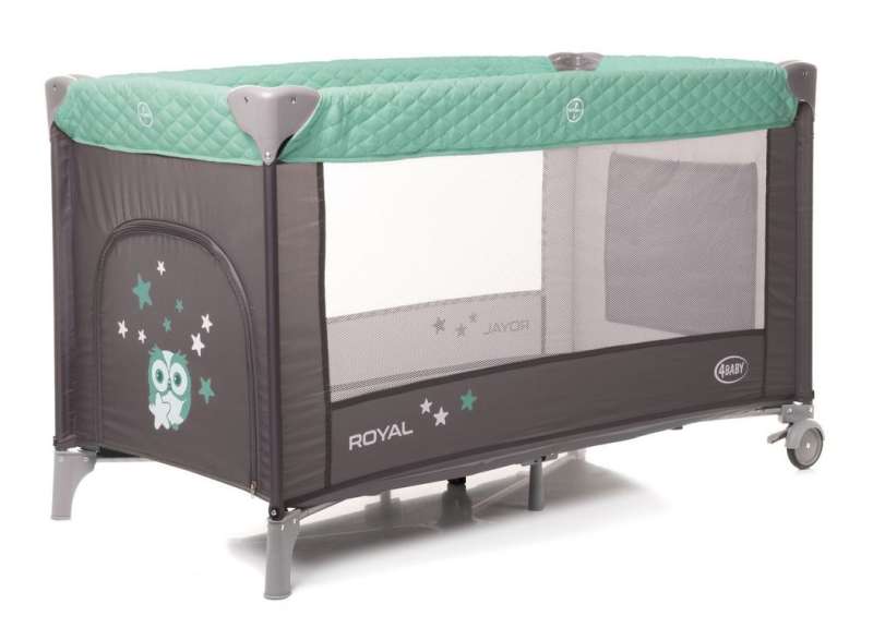 4BABY ROYAL Travel Crib with Opening Side - Green