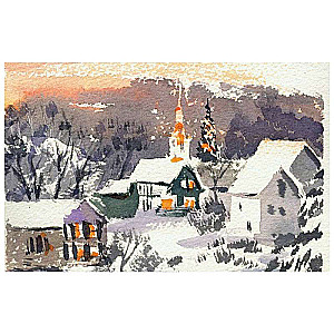 Watercolor Seasons: The Winter Sorceress. Drawing Sparkling Hoarfrost, New Year's Lights, and Vintage Postcards