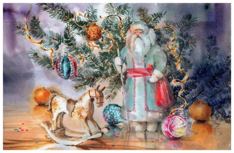 Watercolor Seasons: The Winter Sorceress. Drawing Sparkling Hoarfrost, New Year's Lights, and Vintage Postcards