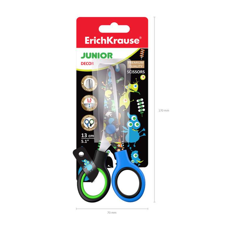 ErichKrause Junior Decor Funny Monsters Scissors, 13 cm