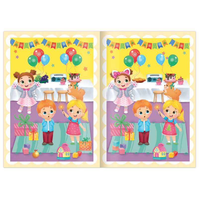 Find the Differences Activity Book. New Year Games