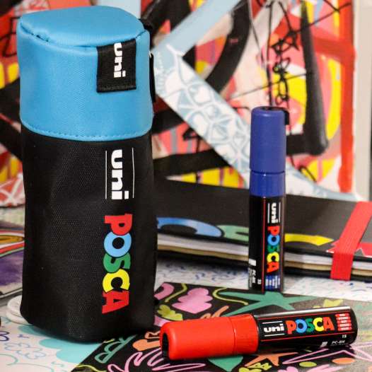 UNI Posca Tubular Pencil Case 1-compartment 200x85mm, blue-black
