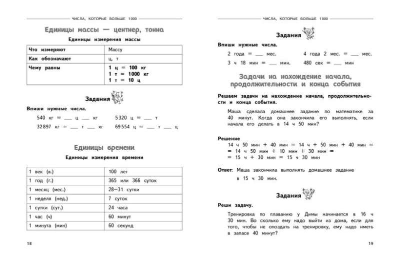 Complete Yearly Course of Mathematics in Tables and Diagrams: 4th Grade