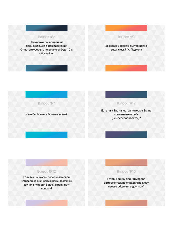 Set of Cards - Psychosomatics. Questions