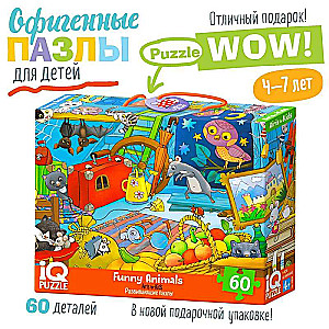 IQ Puzzle with a developmental game 60 pcs. Funny animals 4+